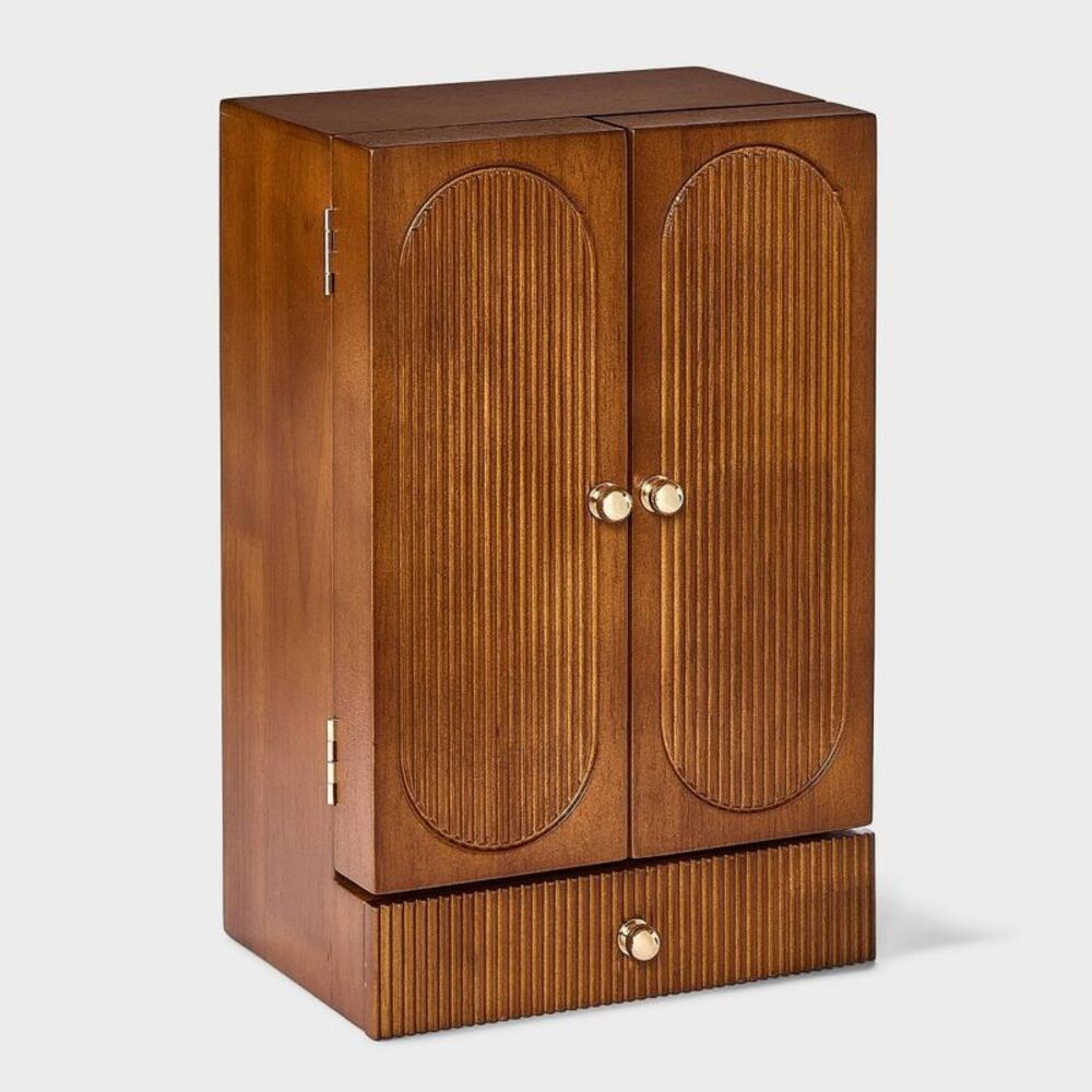 Wooden Drawer & Door Storage Jewelry Organizer - A New Day Brown